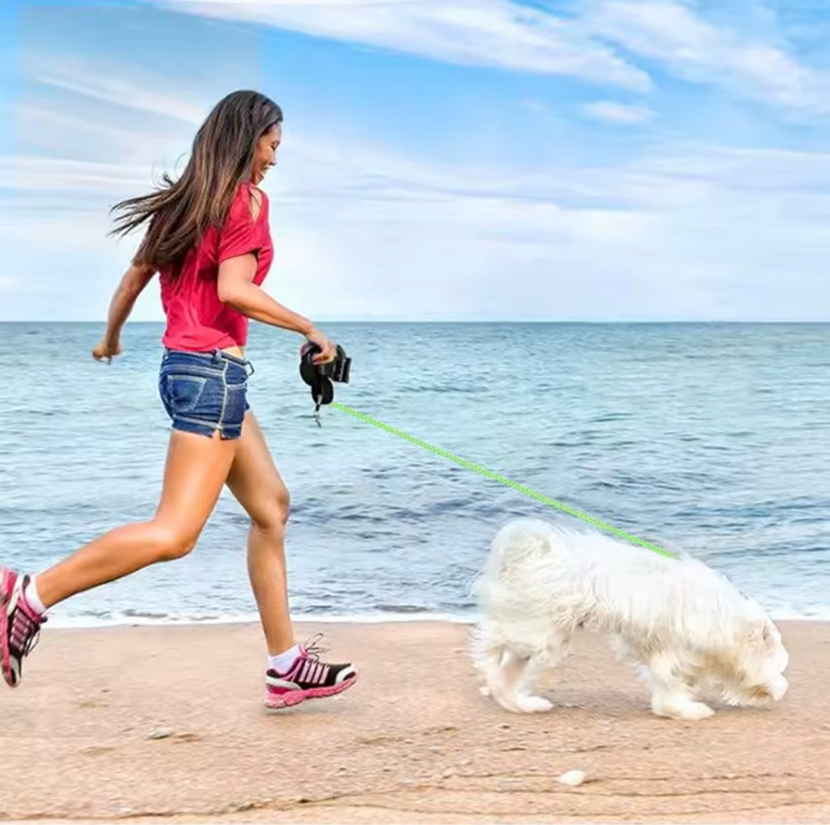 Correa Retráctil Automática para Perros con Linterna LED y Bolsas