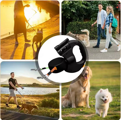 Correa Retráctil Automática para Perros con Linterna LED y Bolsas