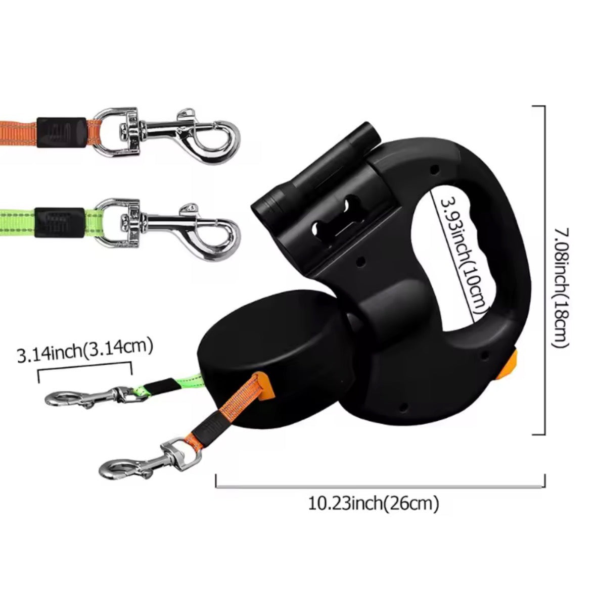 Correa Retráctil Automática para Perros con Linterna LED y Bolsas